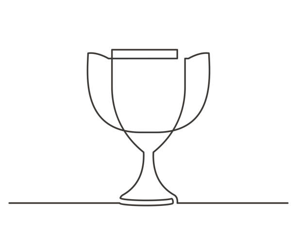 Cup one line Continuous line drawing of award trophy for the champions. Vector illustration strategy clipart stock illustrations
