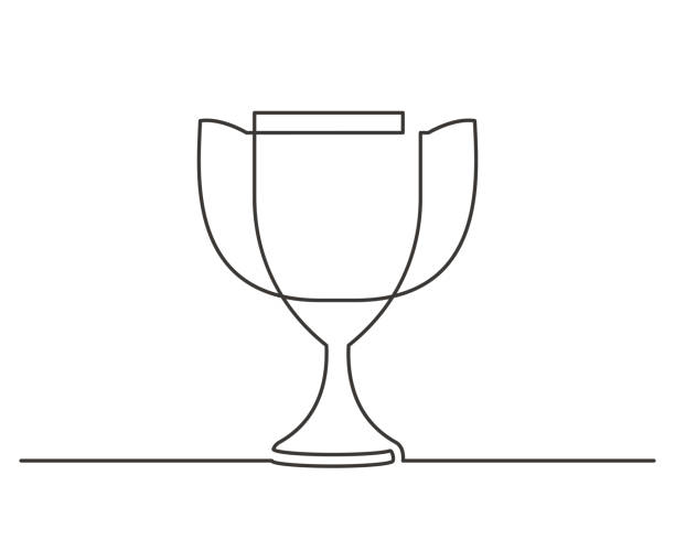 Cup one line Continuous line drawing of award trophy for the champions. Vector illustration winners cup icon stock illustrations
