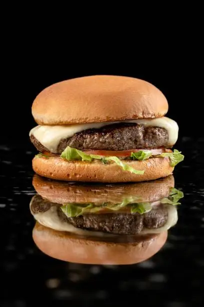 Photo of Burger In a Black Background