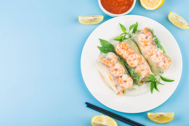 Vietnamese FoodFresh Spring Roll with shrimps,