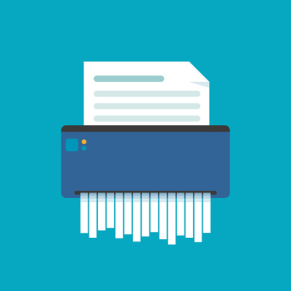 Shredder machine. Office device for destruction of documents. Vector illustration in flat style