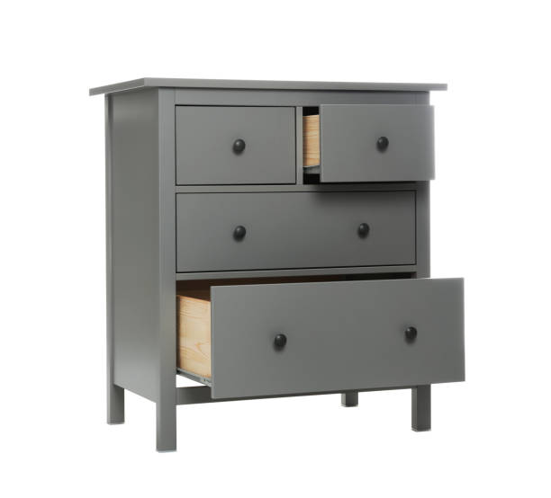 istock Grey chest of drawers isolated on white 1346339388