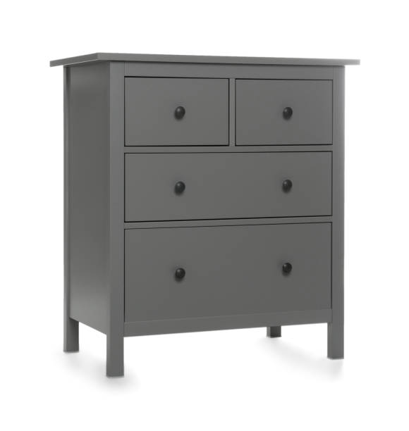 istock Grey chest of drawers isolated on white 1346339671