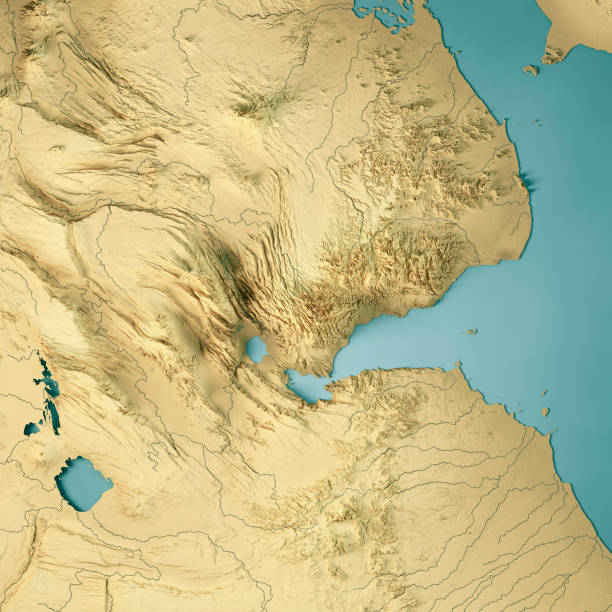 istock Djibouti 3D Render Topographic Map Color 1346340827
