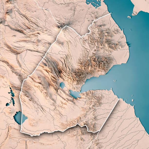 istock Djibouti 3D Render Topographic Map Neutral Border 1346340877