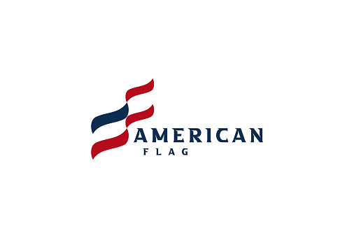 Modern Simple Minimalist American USA US Flag symbol Design Vector