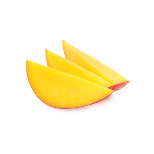 istock Slices of ripe mango isolated on white. Exotic fruit 1346343054