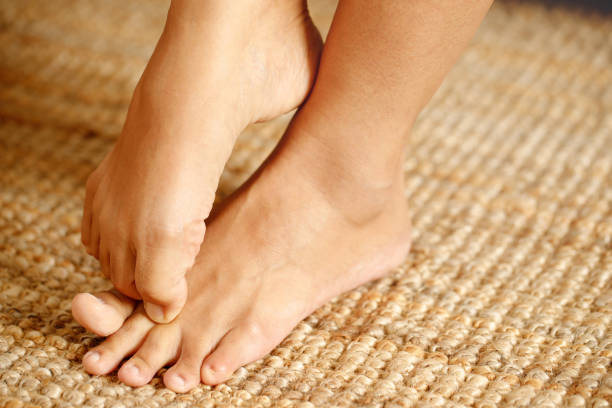 istock Fungal foot itching caused by biting feet 1346345679