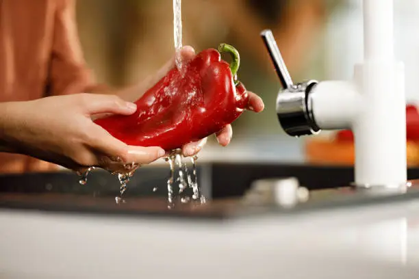 Photo of Washing red bell pepper!