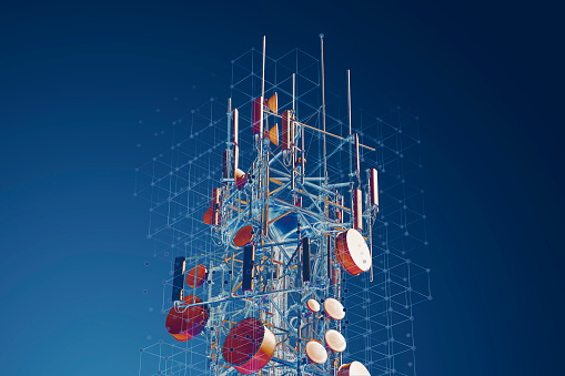 Torre de telecomunicaciones con puntos de conexión photo