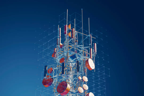 接続ポイントを備えた電気通信塔 - tower communications tower mobile phone antenna ストックフォトと画像