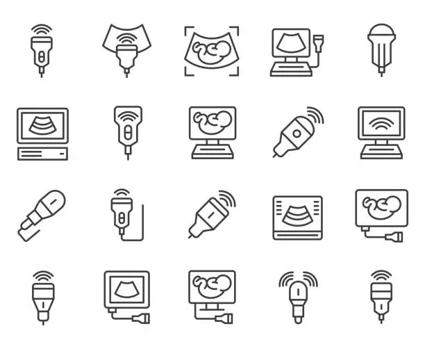 Vector illustration of Ultrasound icon set