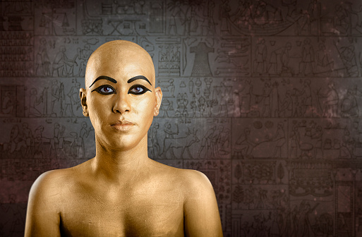 Egyptian queen with traditional make-up and gold