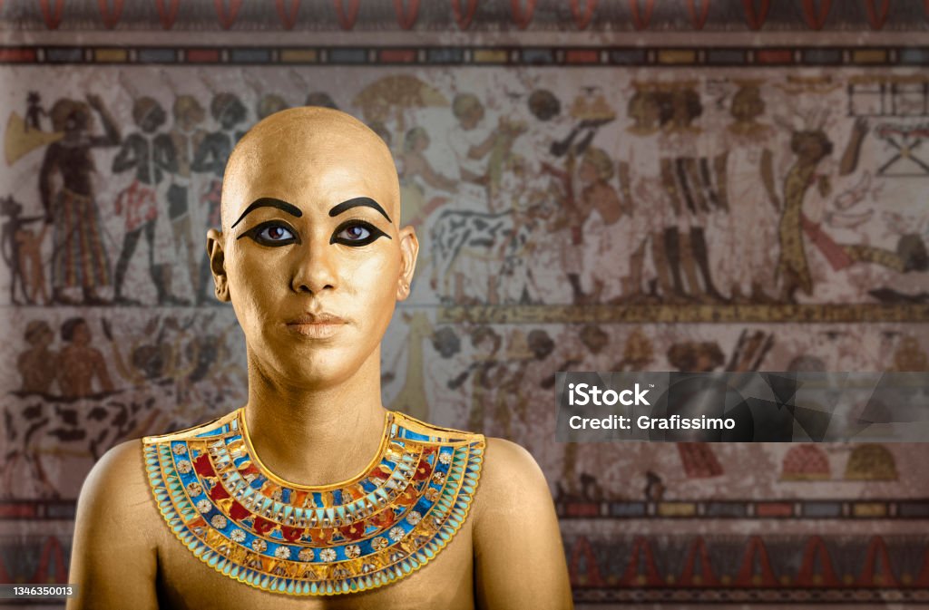 Egyptian queen with traditional make-up and gold Ancient Egyptian Culture Stock Photo