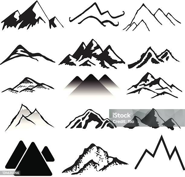 Mountains Stock Illustration - Download Image Now - Mountain, In Silhouette, Icon Symbol