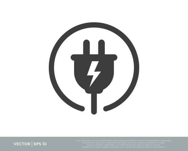 plug in elektrisch / stecker logo icon vektor illustration - stromstecker grafiken stock-grafiken, -clipart, -cartoons und -symbole