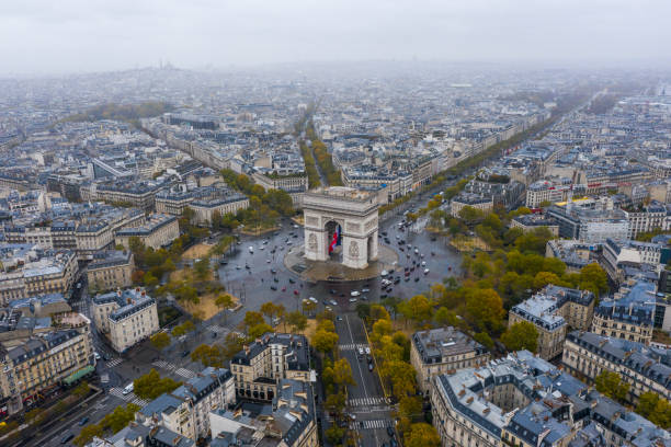 istock Aerial view of Arc de Triomphe, Paris 1346352175