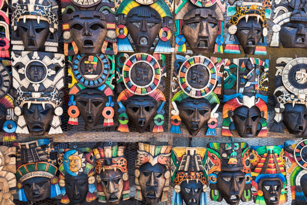 istock wooden masks, mexico 1346352270