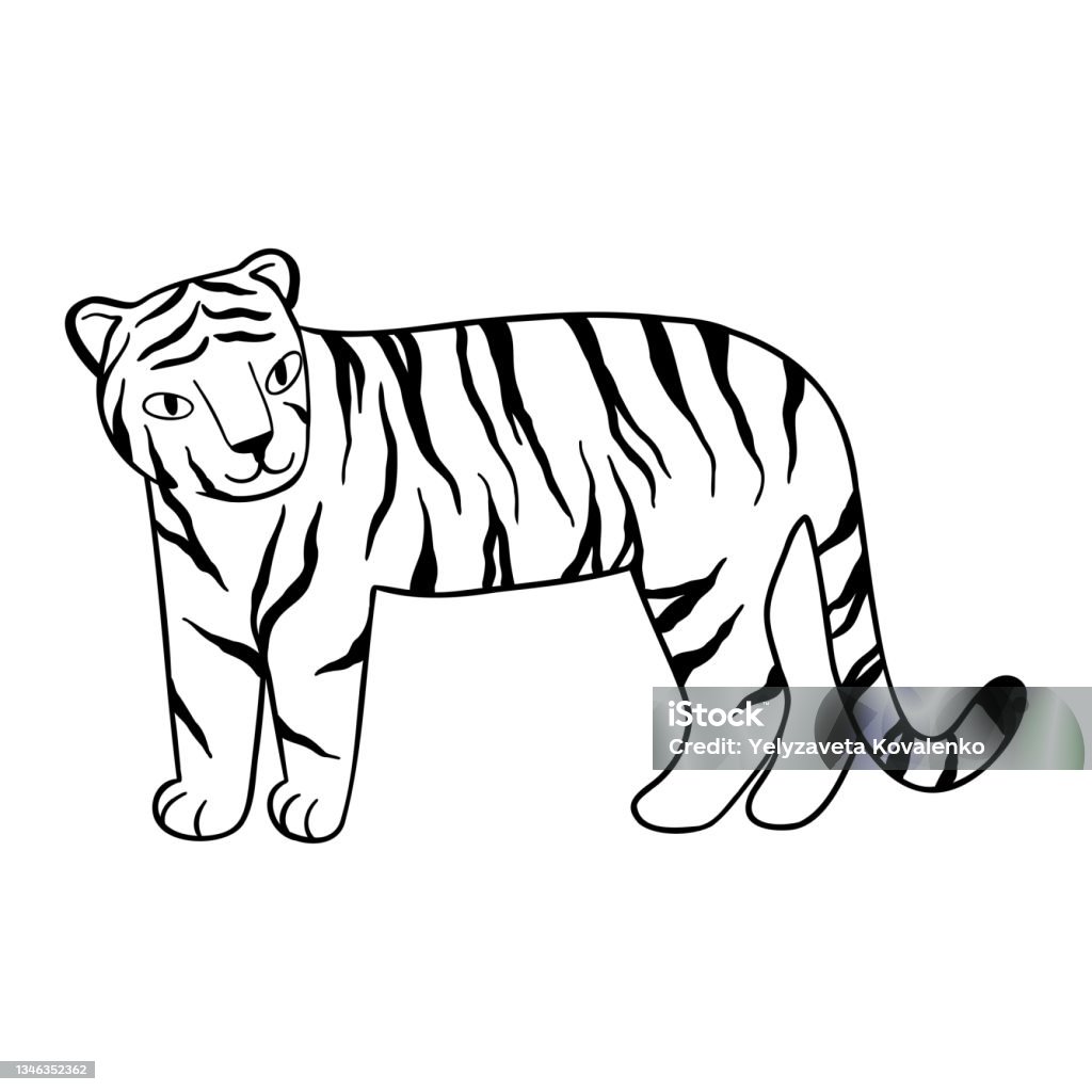 Doodle Hổ Đứng Vẽ Tay Hổ Trung Quốc Dễ Thương Được Vẽ Bằng Những ...