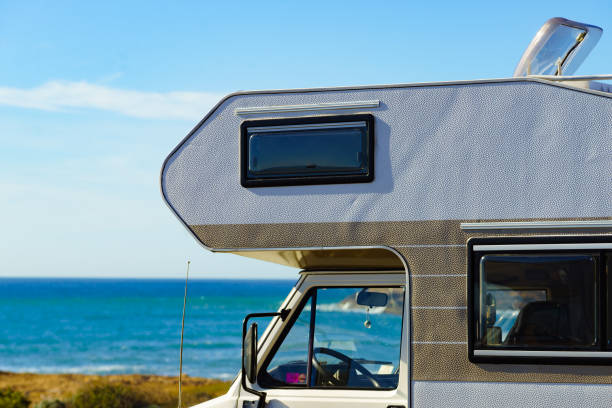 istock Caravan camping on sea shore, Spain 1346352561