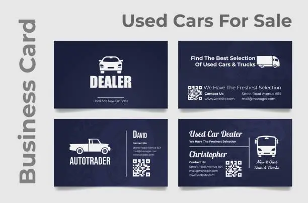Vector illustration of Collection business card of autodealer with contacts for communications and place for text vector