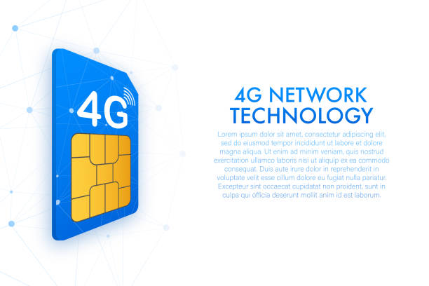 ilustrações, clipart, desenhos animados e ícones de 4g sim card. visão isométrica. símbolo de tecnologia de telecomunicações móveis. ilustração vetorial. - sim card