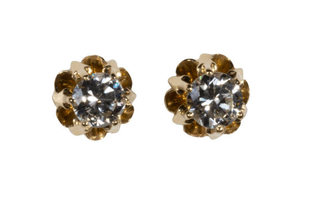 istock Yellow Gold Diamond Earrings Isolated on White 1346358323