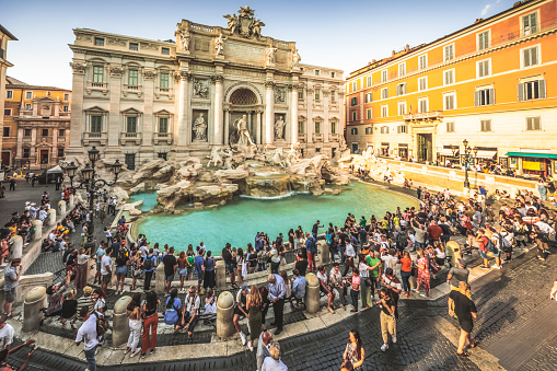 Famous Trevi fountain in Rome, Italy