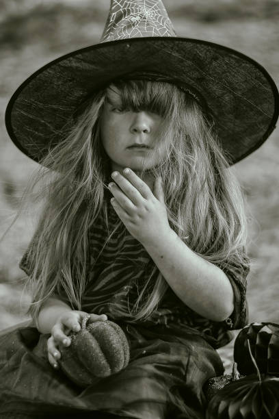 istock Monochrome image of a little witch 1346360371