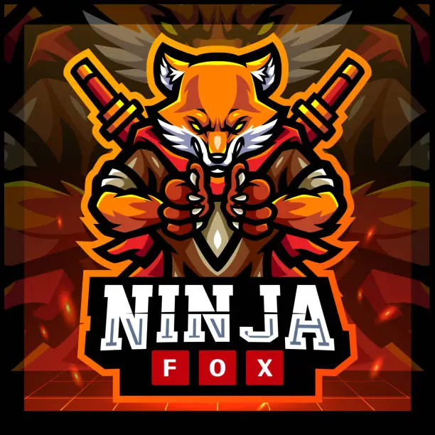 Vector illustration of Ninja fox mascot.