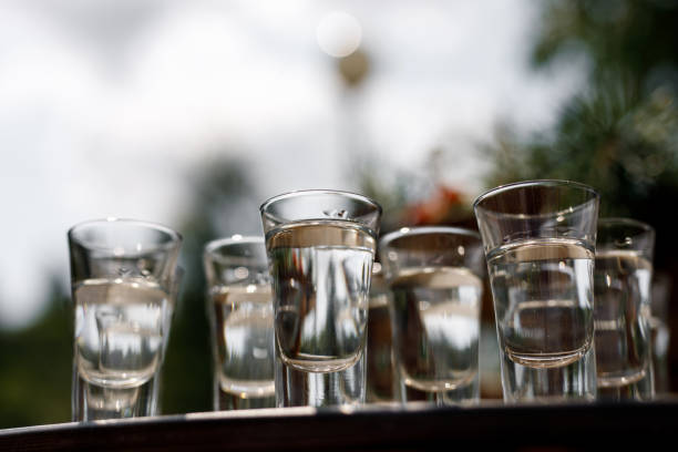 istock Set of small vodka glasses. 1346363164