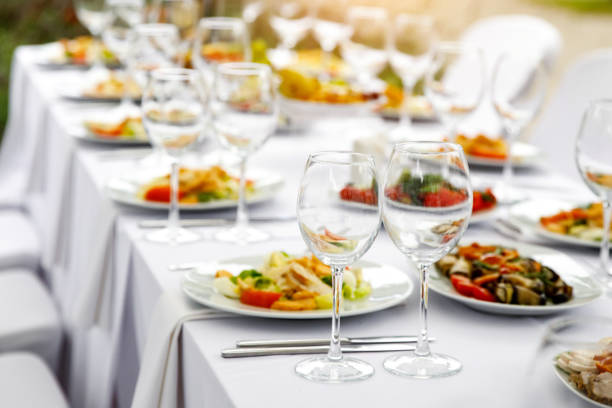 istock Empty glass before the start of the banquet. 1346363184