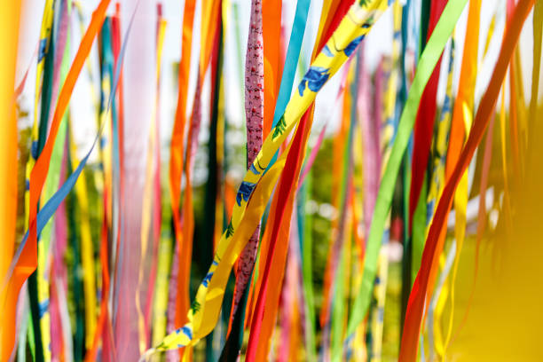istock Abstract background of multicolored ribbons. 1346363709
