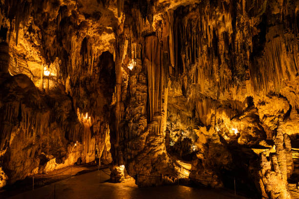 “Cueva de Nerja” dripstone cave, Andalusia, Spain Mighty stalactites and stalagmites form the impressive scenery of the “Cueva de Nerja” dripstone cave, near Málaga, Andalusia, Spain nerja caves stock pictures, royalty-free photos & images