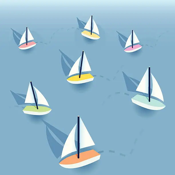 Vector illustration of Little Sailboats