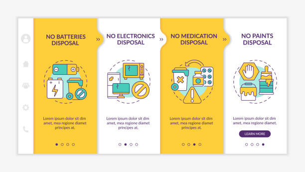 illustrazioni stock, clip art, cartoni animati e icone di tendenza di modello vettoriale di onboarding della spazzatura non accettato - toxic waste illustrations