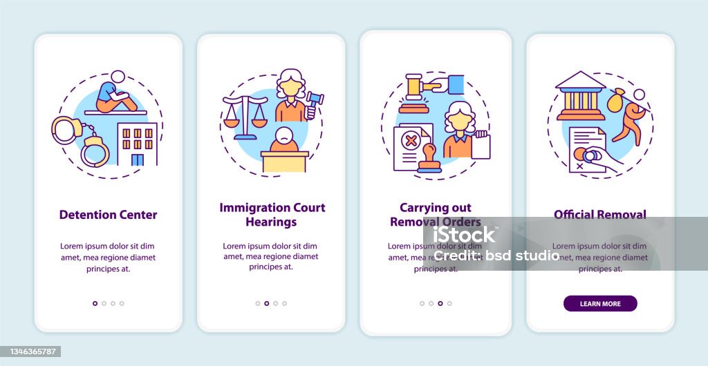 Deportion Process Deportation Process Onboarding Mobile App Page Screen Stock ...