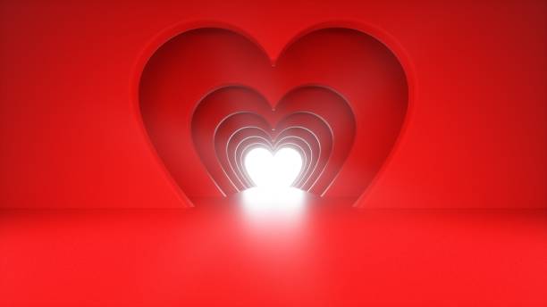 Abstract Modern Red Heart Background - 3D Illustration