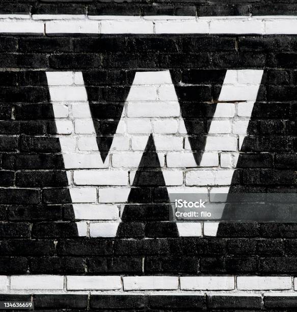 Letter W Stock Photo - Download Image Now - Alphabet, Black Color, Brick