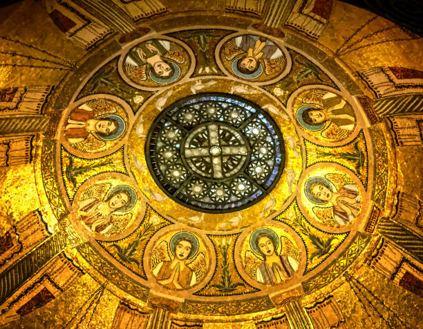 Ceiling decoration at Church of the Sepulchre of Saint Mary, also known as Tomb of the Virgin Mary in Jerusalem, Israel. Jerusalem, Israel, October 04 2018: Ceiling decoration at Church of the Sepulchre of Saint Mary, also known as Tomb of the Virgin Mary in Jerusalem, Israel. tomb of the virgin mary in jerusalem stock pictures, royalty-free photos & images