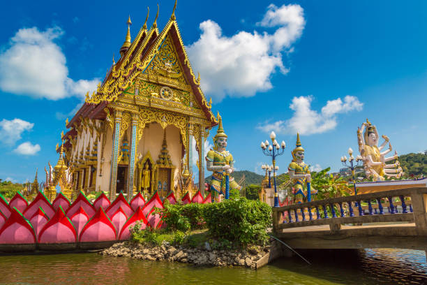 Wat Plai Laem Temple, Samui Wat Plai Laem Temple, Samui, Thailand in a summer day ko samui photos stock pictures, royalty-free photos & images