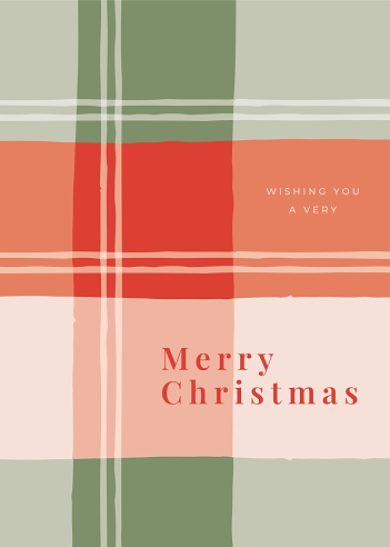 Christmas Greeting Card with plaid background.