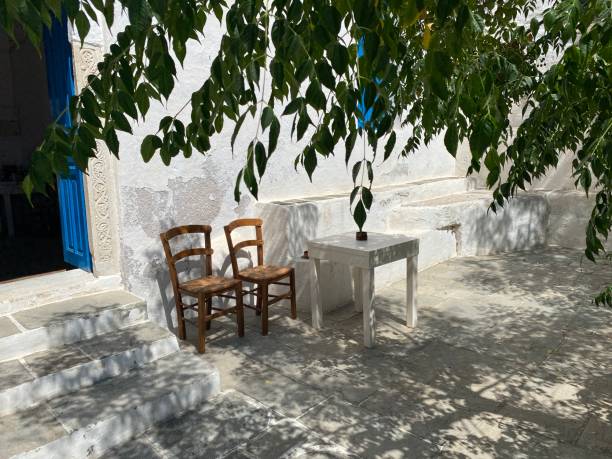 istock two chairs and a table on a shaded terrace under an Acacia tree 1346370064