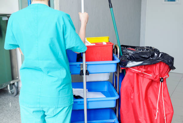 istock Cleaner washing hospital corridor. 1346370266