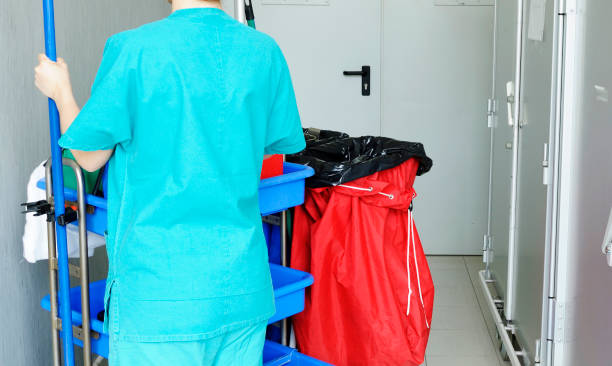 istock Cleaner washing hospital corridor. 1346370272