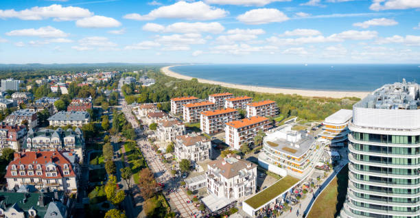 Holidays in Poland - a view of the Swinoujscie health resort Holidays in Poland - a view of the Swinoujscie health resort located on the Baltic Sea on the Uznam island mecklenburg vorpommern stock pictures, royalty-free photos & images