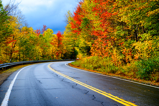 Road in Autumn, Kangamagus Highway, New England.