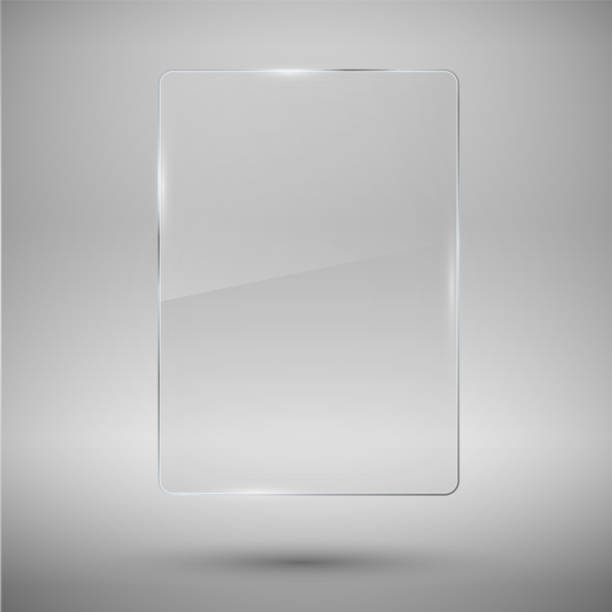 Glass framework. Vector illustration. Glass baner template on gray background. Vector illustration. art name plates stock illustrations