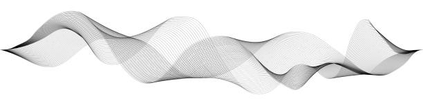 회색 파도가 소용돌이치는 것을 취소합니다. 주파수 음파;  혼합 효과와 트위스트 곡선. 기술, 데이터 과학, 기하학적 테두리 패턴. 흰색 배경에 격리. 벡터 일러스트레이션 - s shape stock illustrations