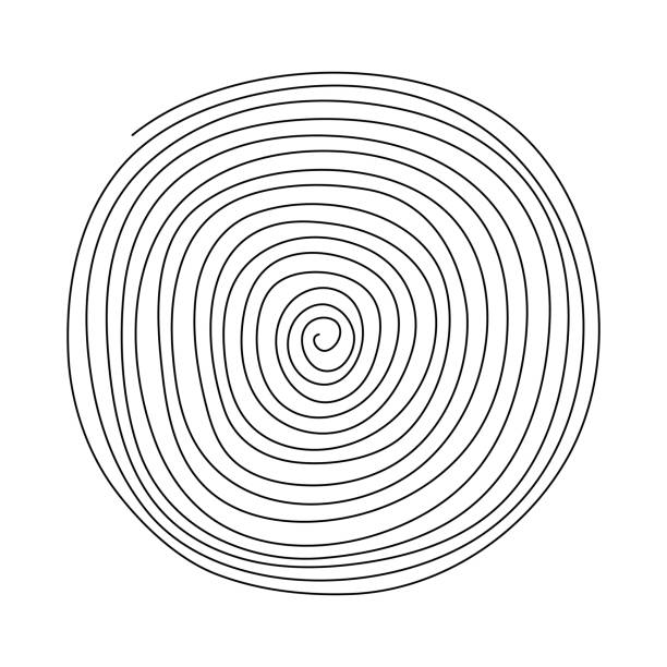 Black line spiral symbol. Swirl one line circle. Black line spiral symbol. Swirl one line circle. Vector isolated on white hypnosis circle stock illustrations
